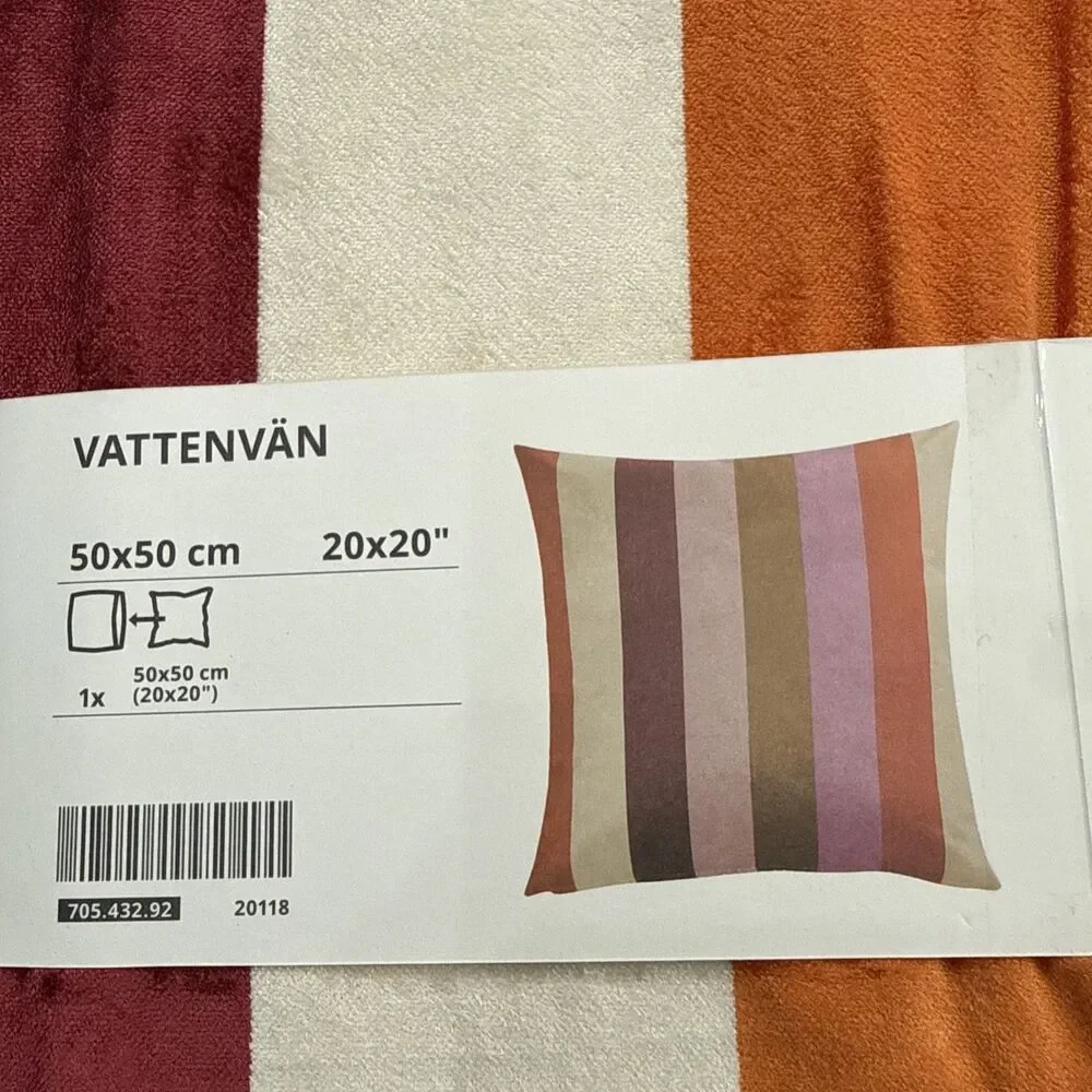 IKEA VATTENVÄN Cushion Cover Pink Orange Stripe 20